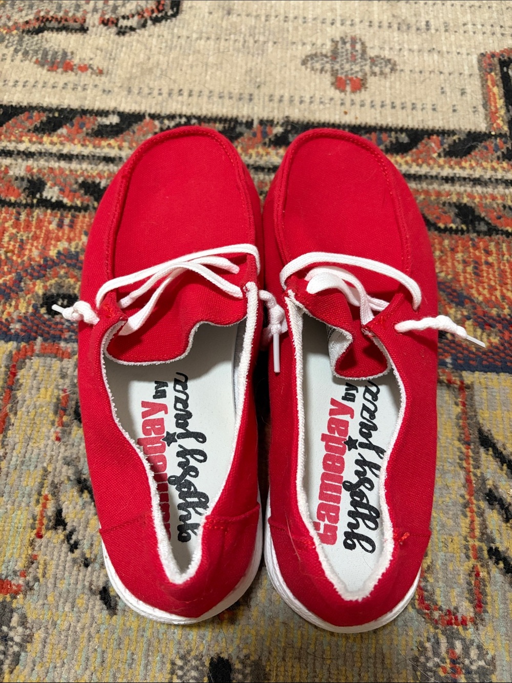 Gypsy Jazz Bright Red Canvas Sneakers with White Laces